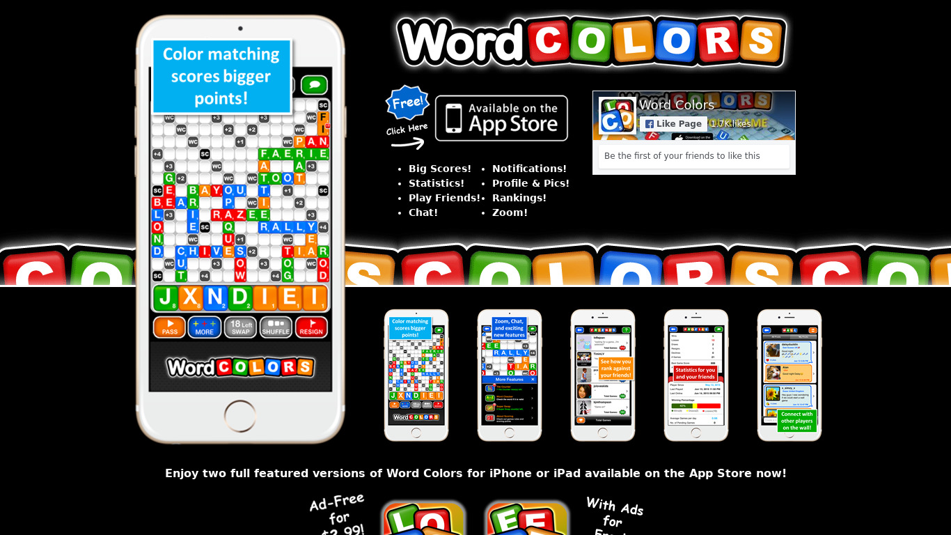Word Colors Landing page