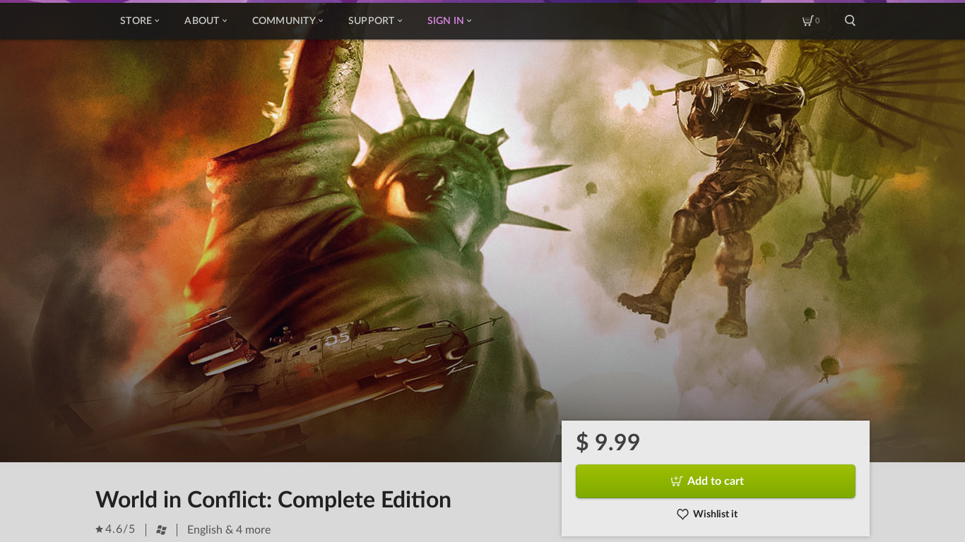 World in Conflict Landing page