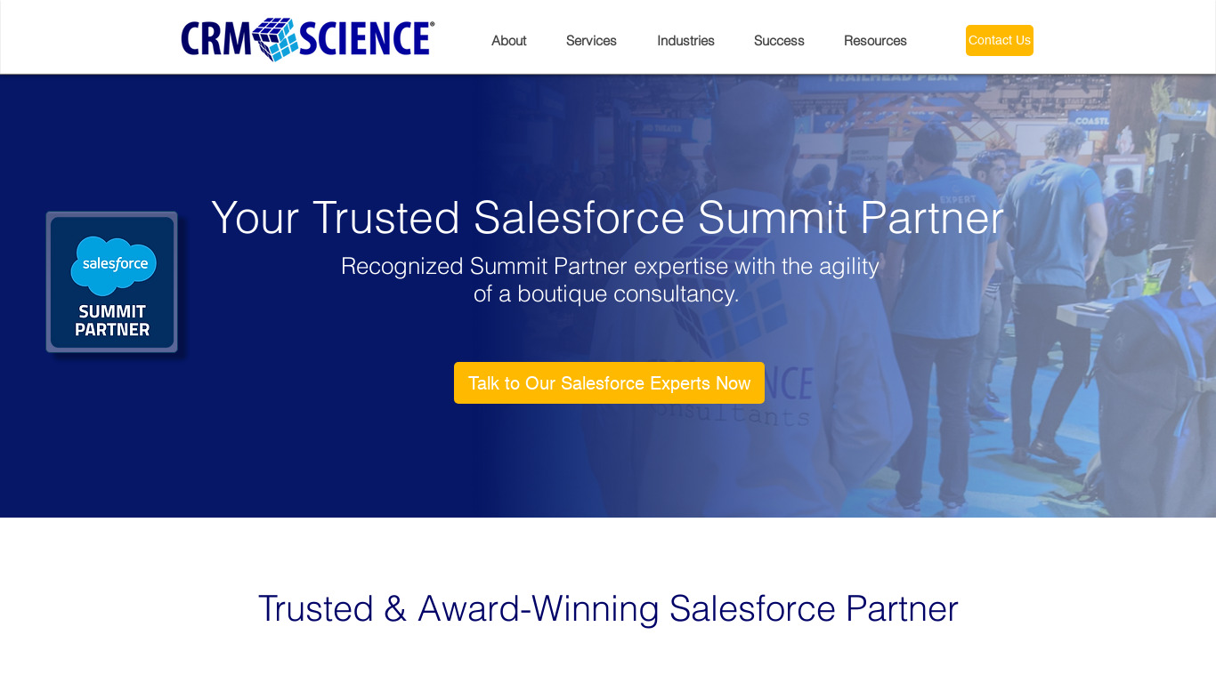 CRM Science Professional Services Landing page