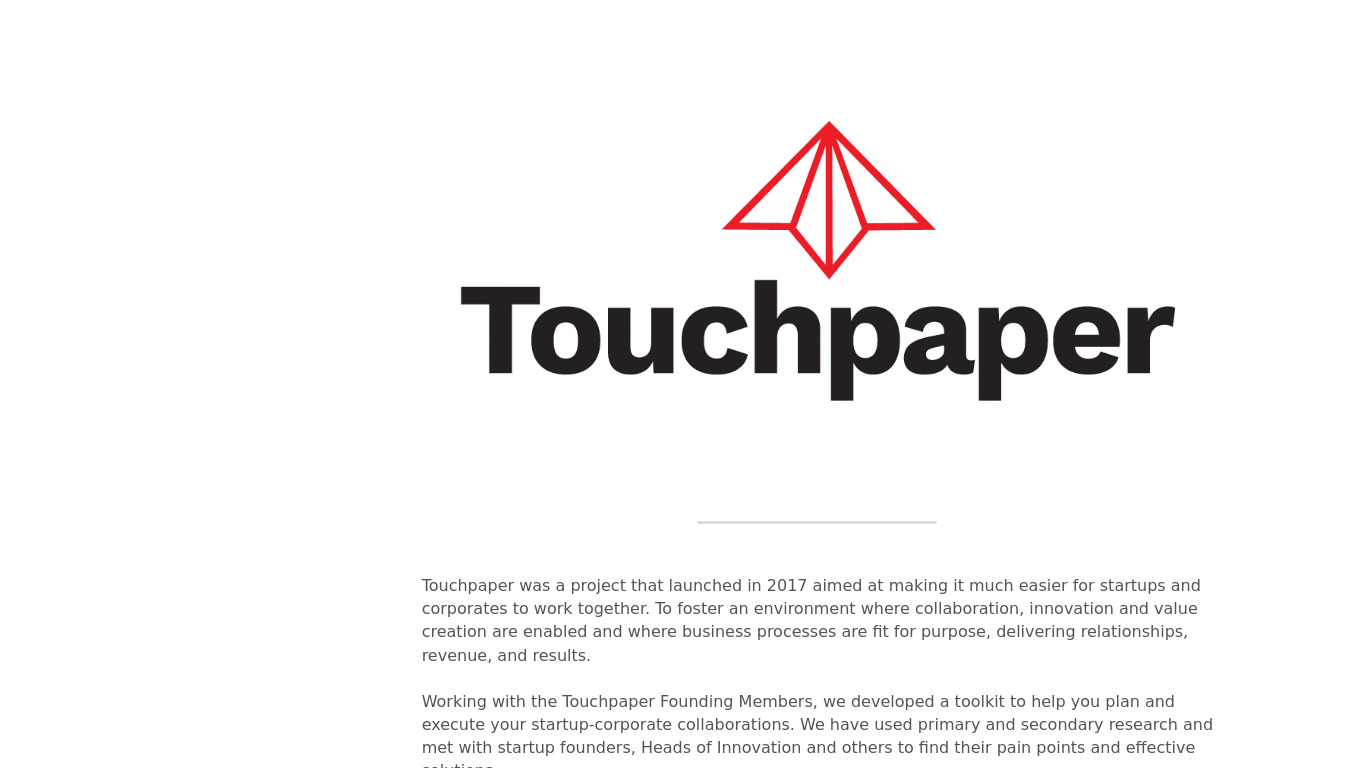 Touchpaper Landing page