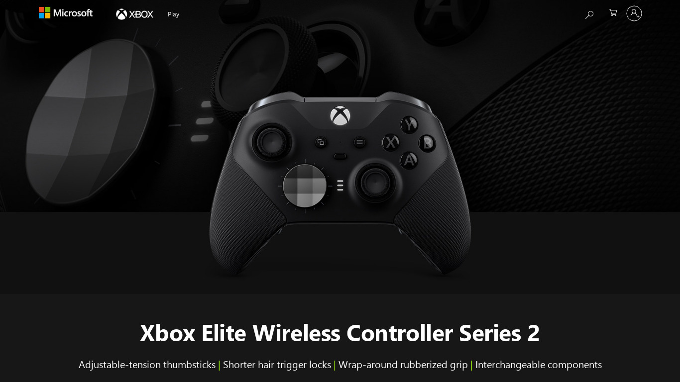 Xbox Elite Wireless Controller Landing page