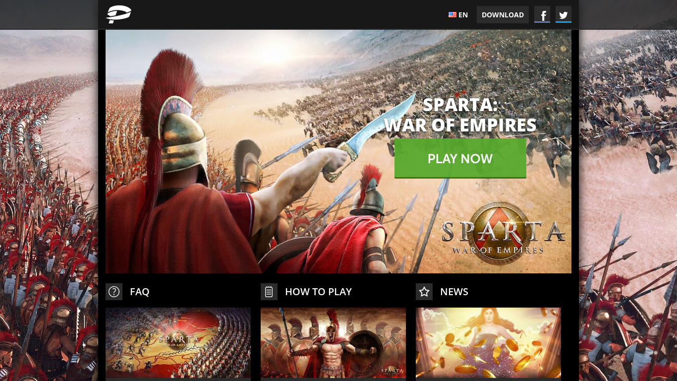 Sparta: War of Empires Landing page