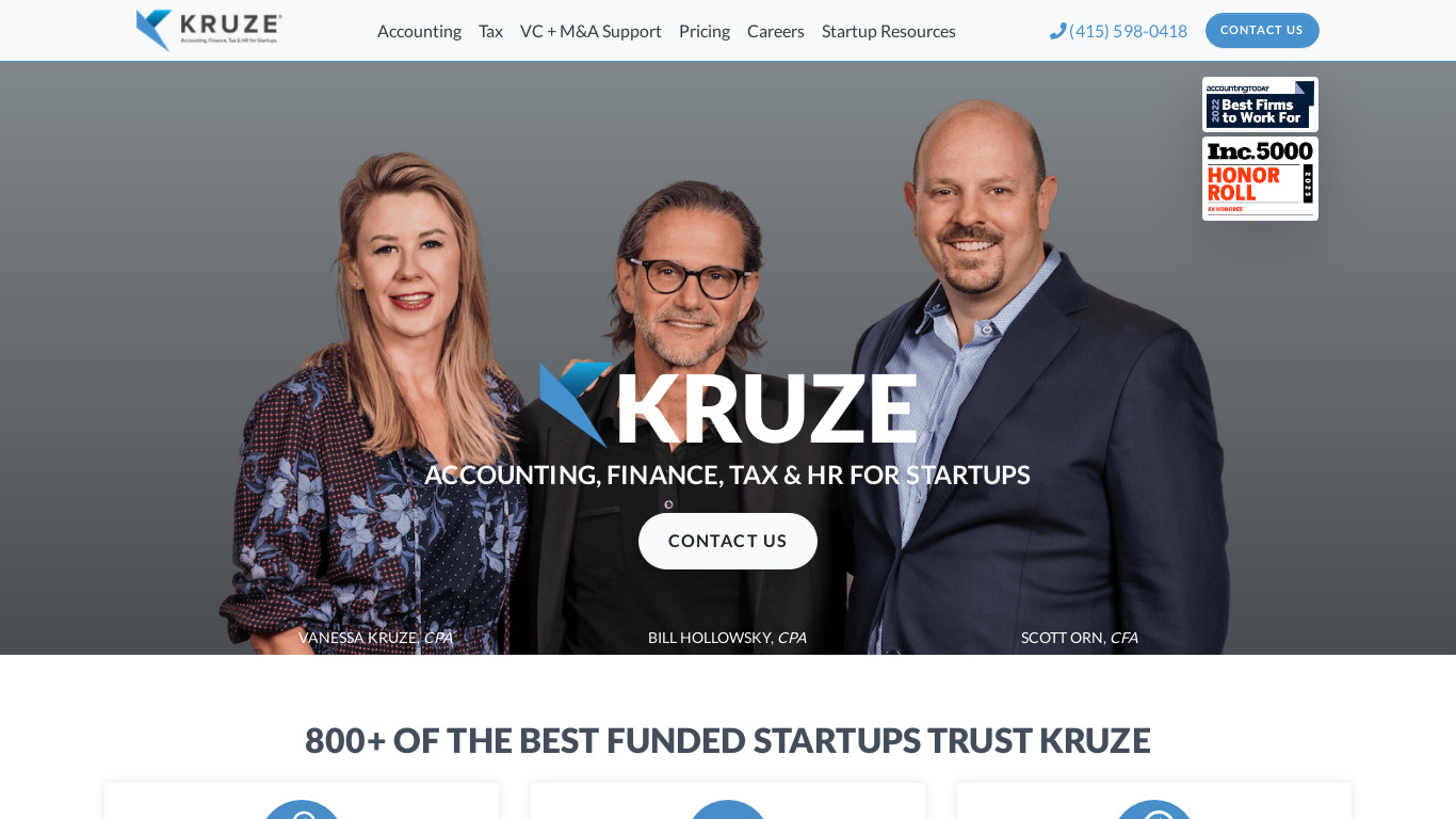Kruze Consulting Landing page