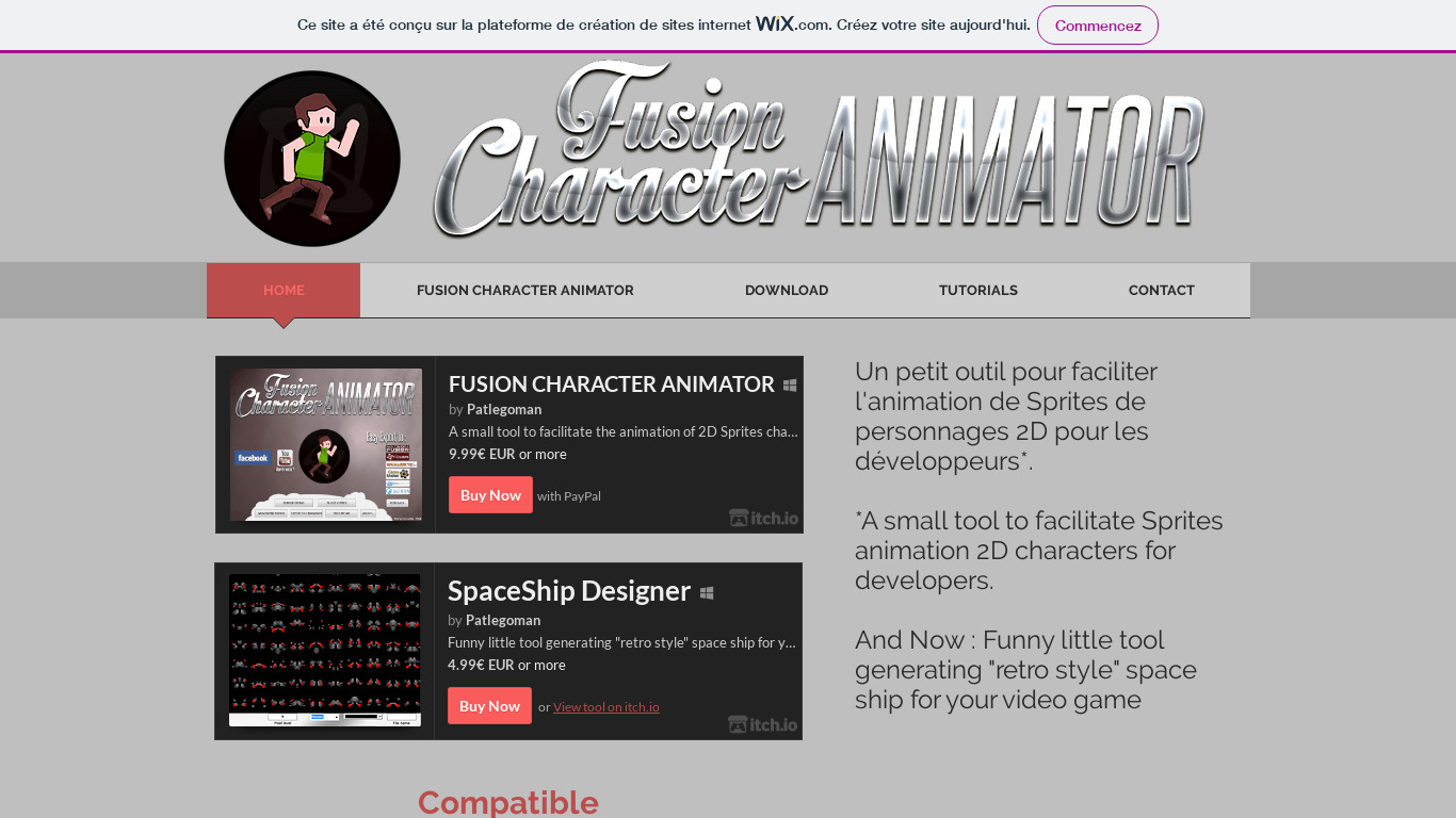 Fusion Character Animator Landing page