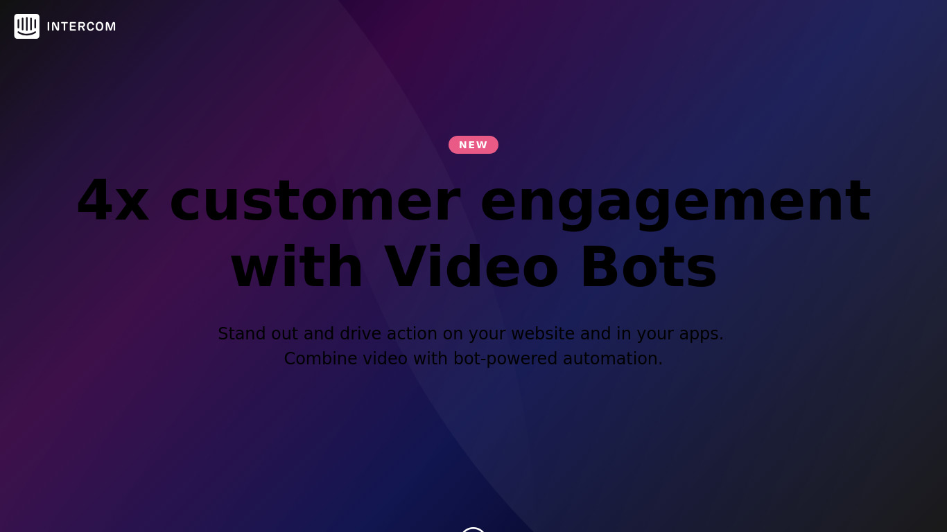 Video Bots by Intercom Landing page