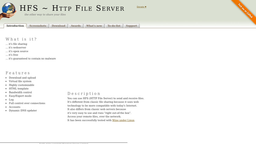 HFS (HTTP File Server) Landing Page