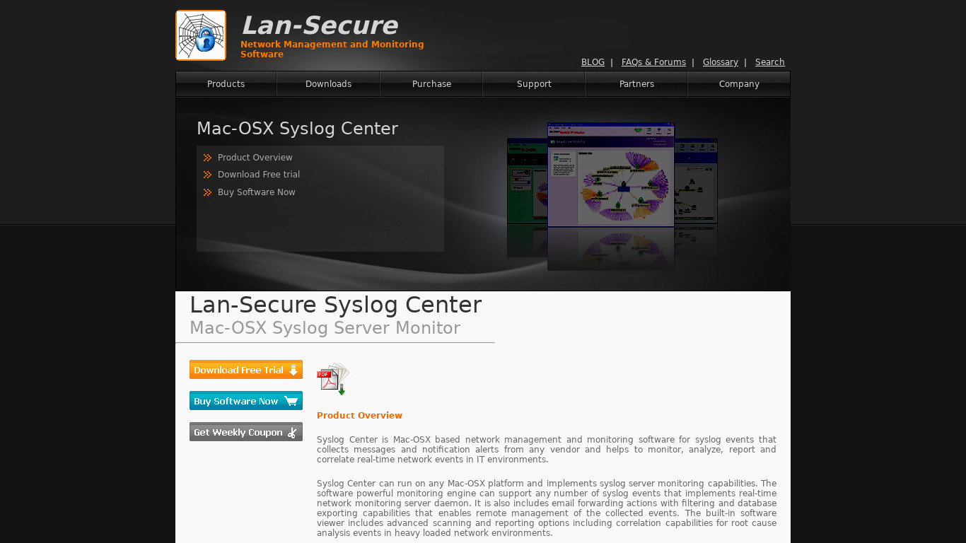 Mac Syslog Center Landing page