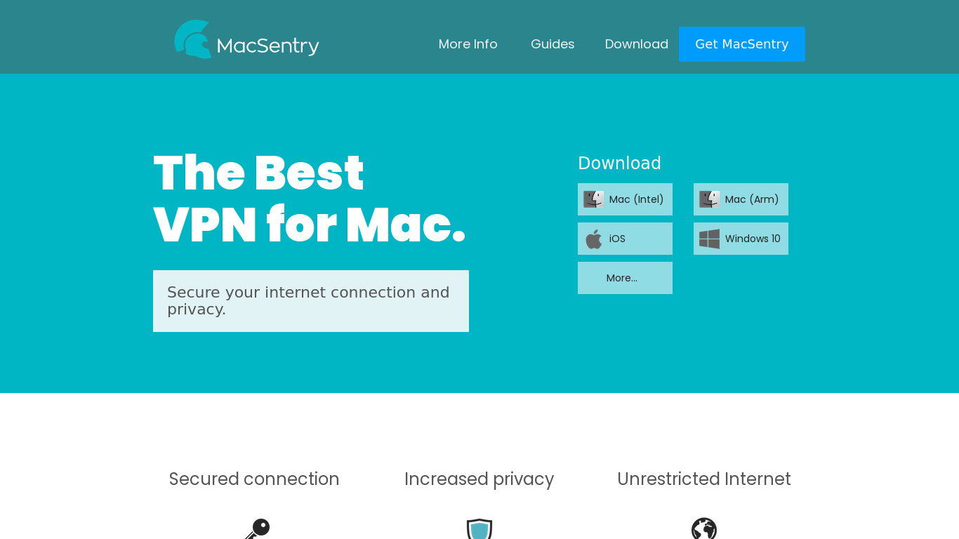 MacSentry VPN Landing page