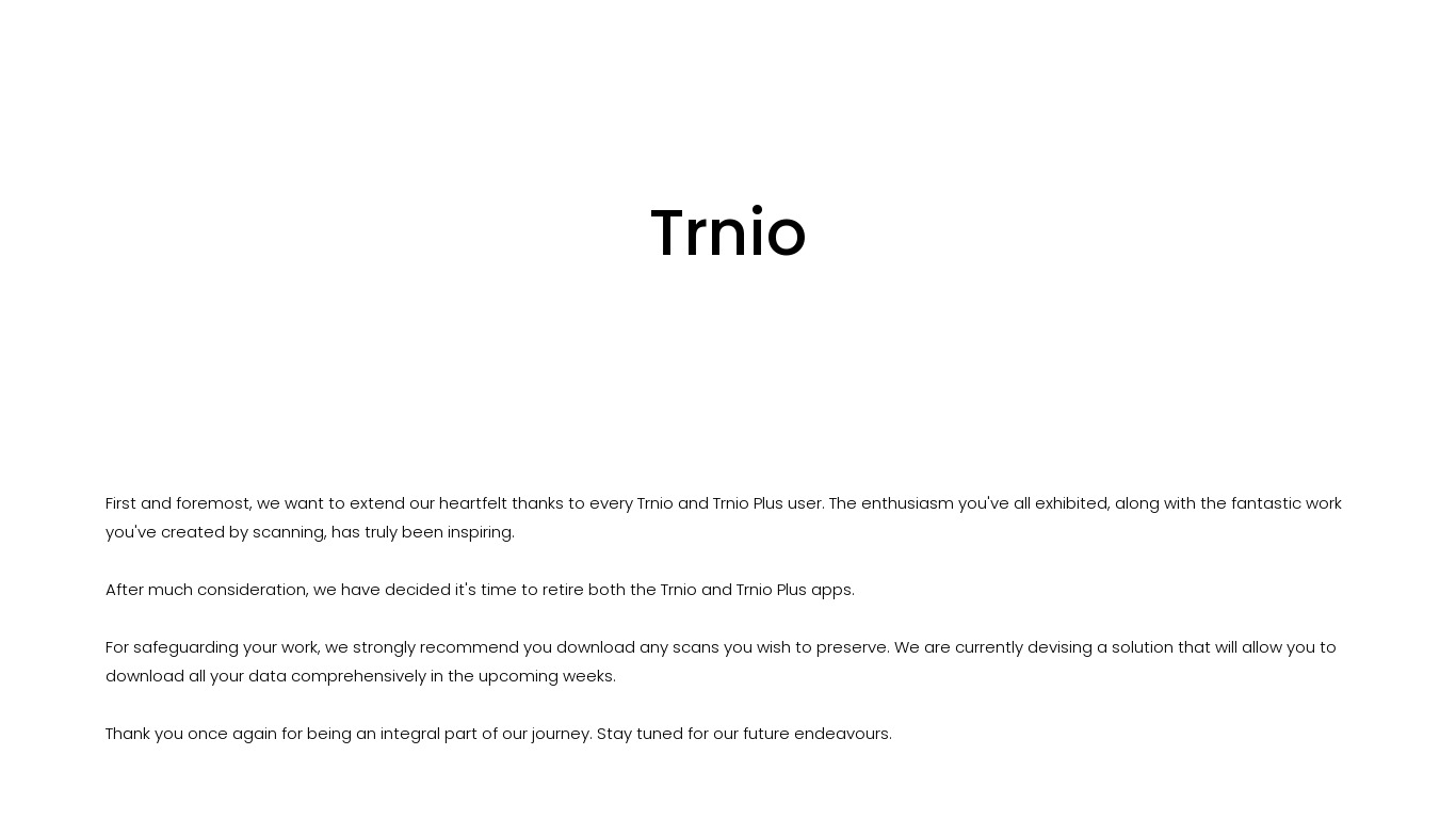 Trnio Landing page