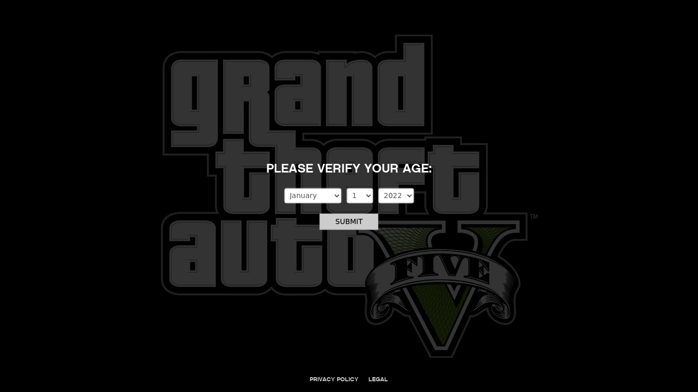 Grand Theft Auto V Landing page