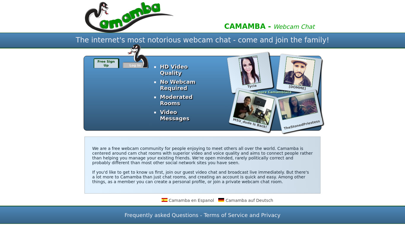 Camamba Landing page