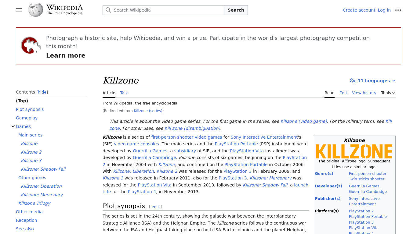 Killzone (Series) Landing page