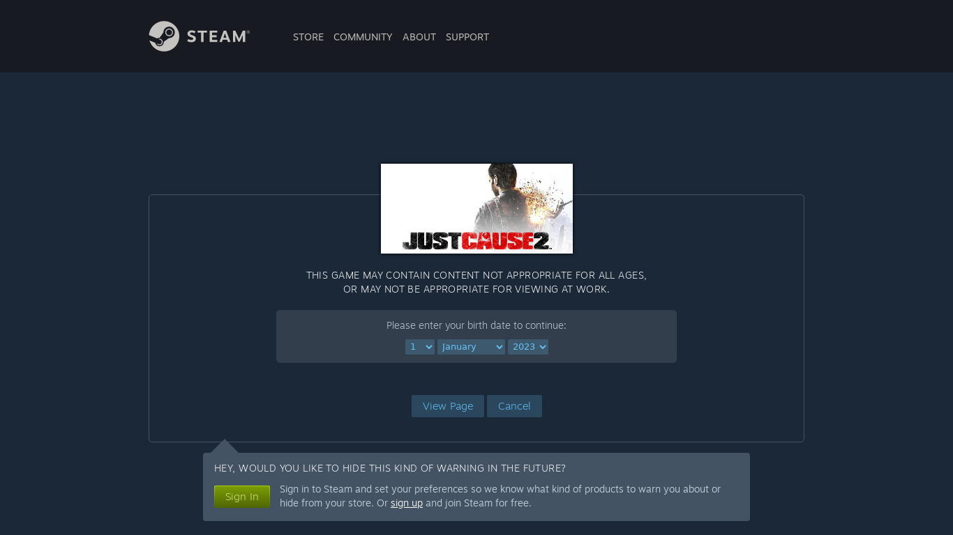 Just Cause 2 Landing page