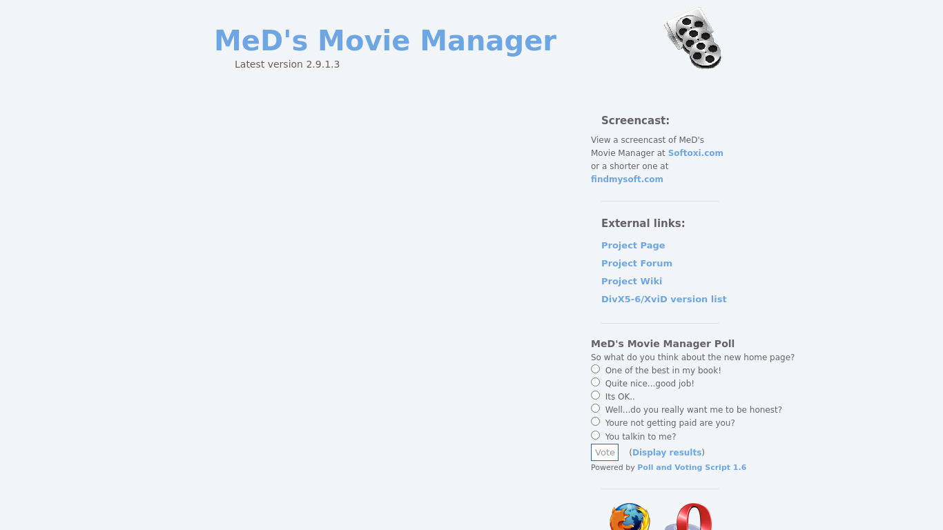 MeD's Movie Manager Landing page