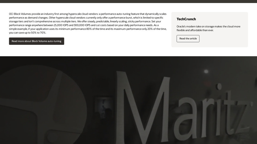 Oracle Cloud Infrastructure Block Volumes Landing Page