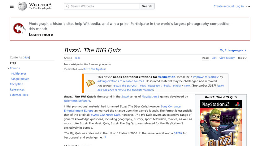 Buzz! The Big Quiz Landing Page
