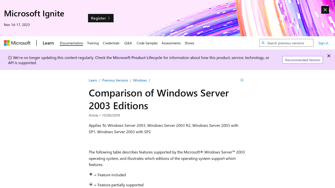 Windows Media Services Landing page