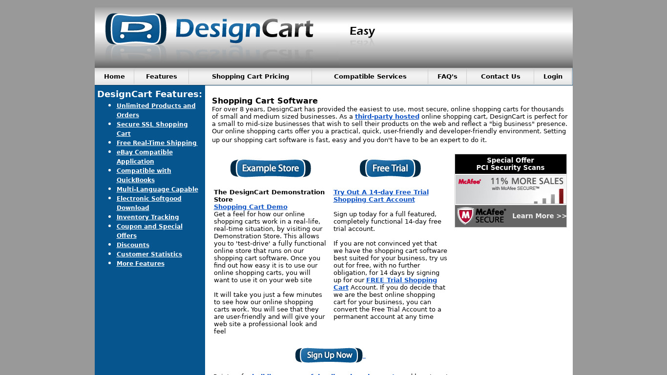 DesignCart Landing page