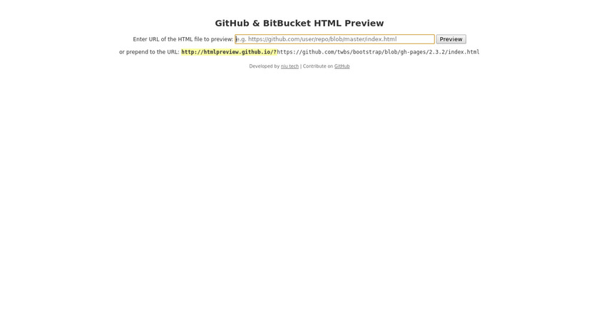 GitHub & BitBucket HTML Preview Landing Page