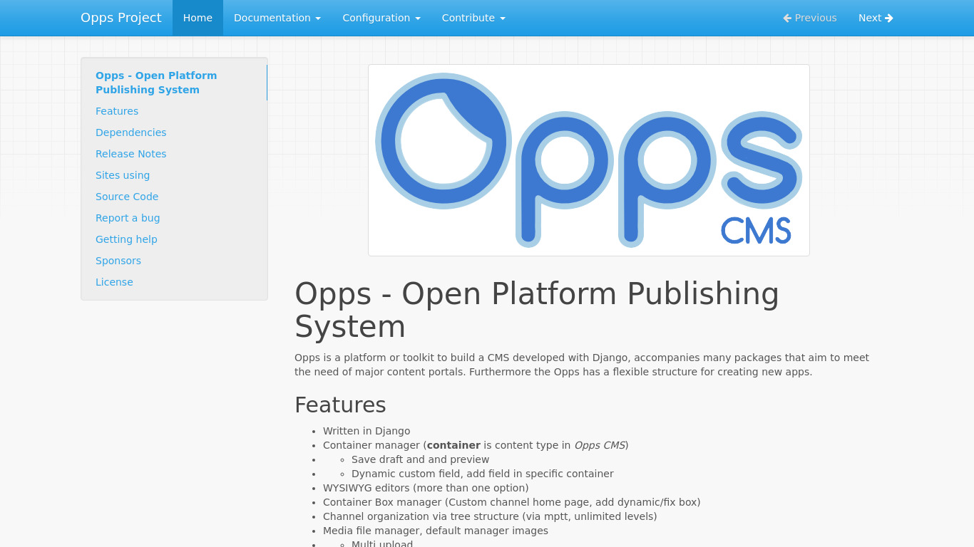 Opps CMS Landing page