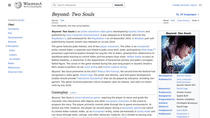 Beyond Two Souls Landing Page