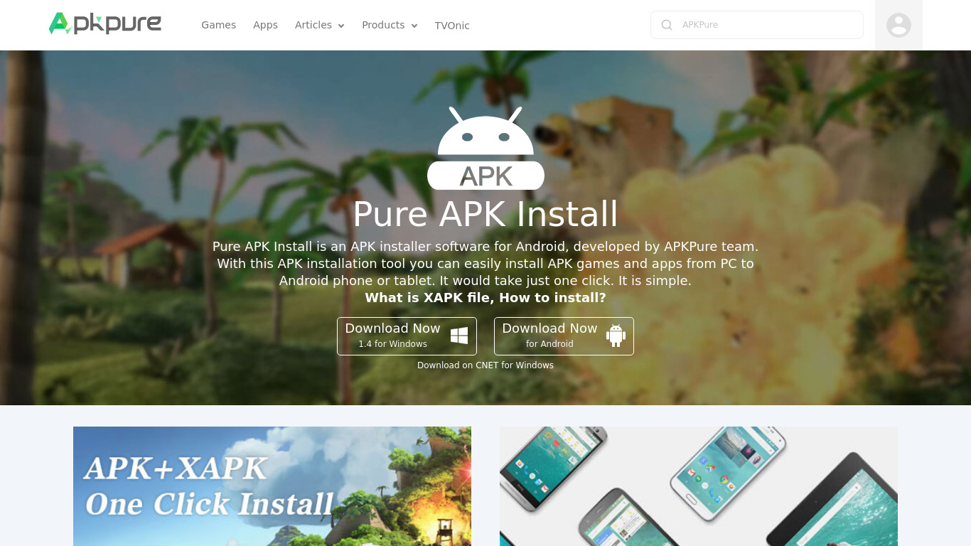 Pure APK Install Landing page