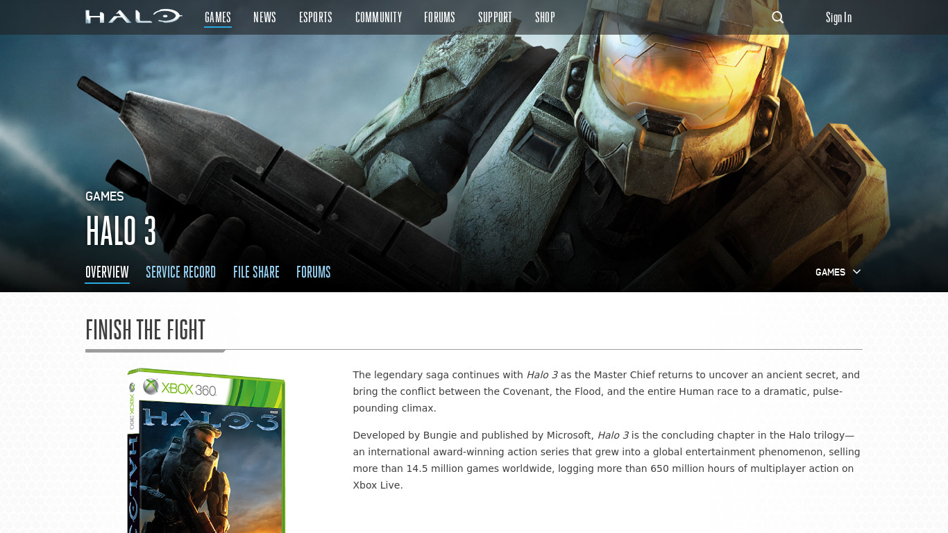 halowaypoint.com Halo 3 Landing page