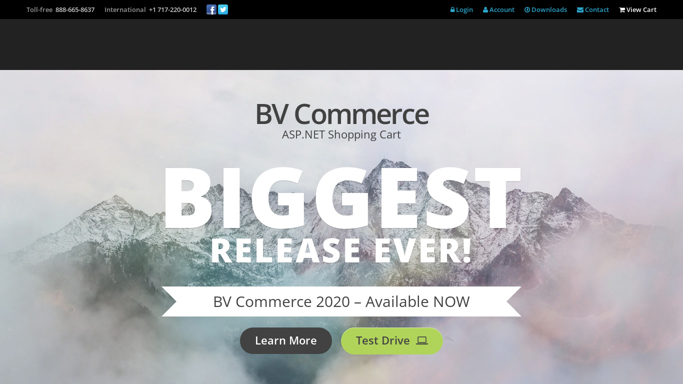 BV Commerce Landing page