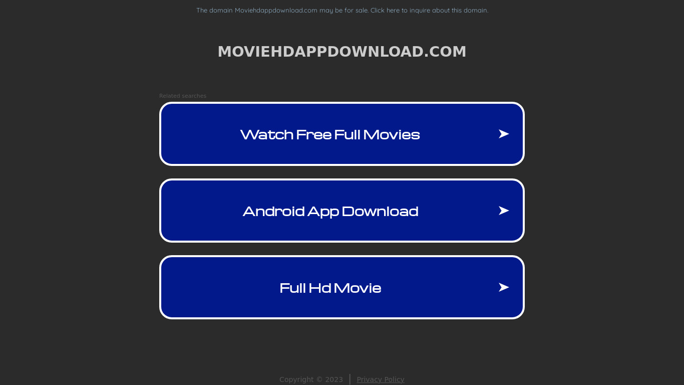 Movie HD App Landing page