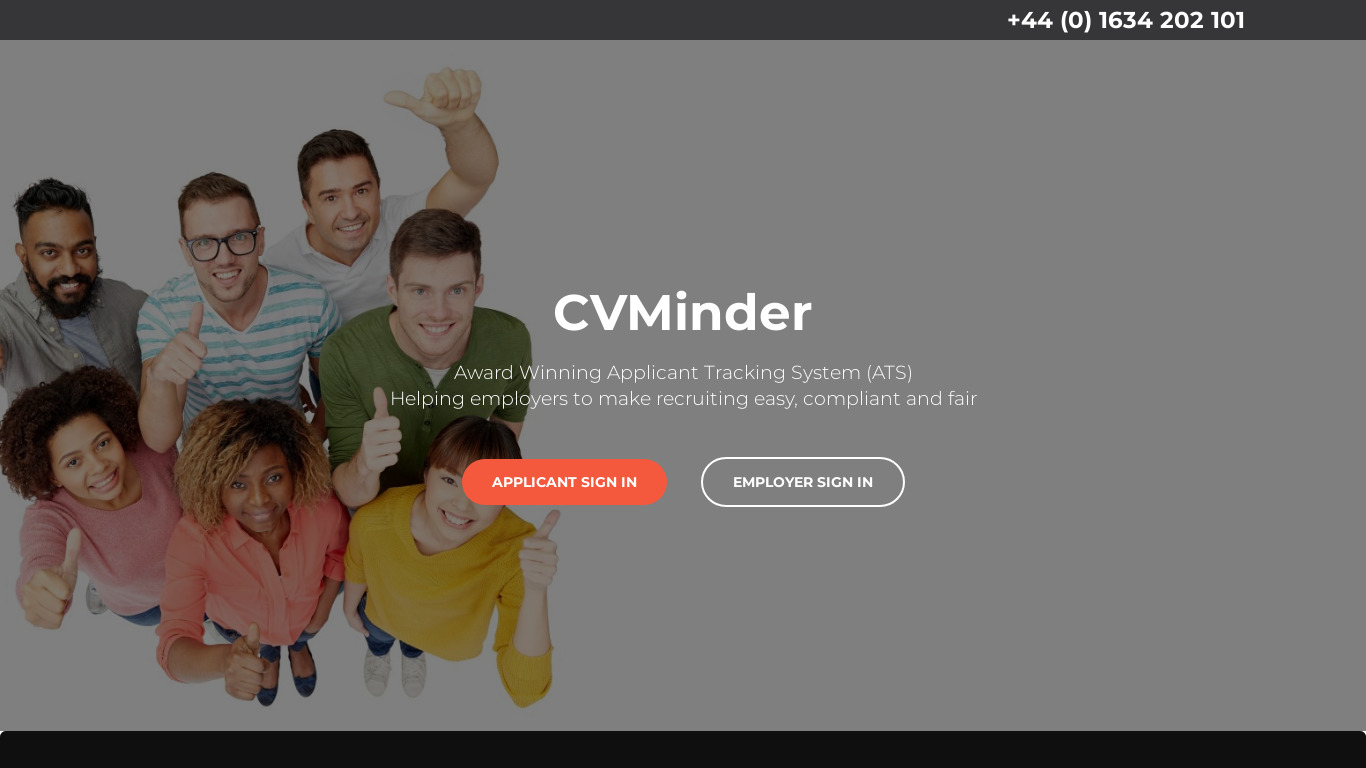CVMinder ATS Landing page