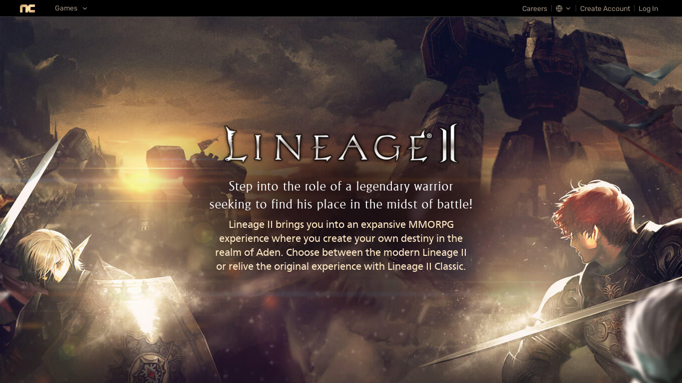 Lineage II Landing page