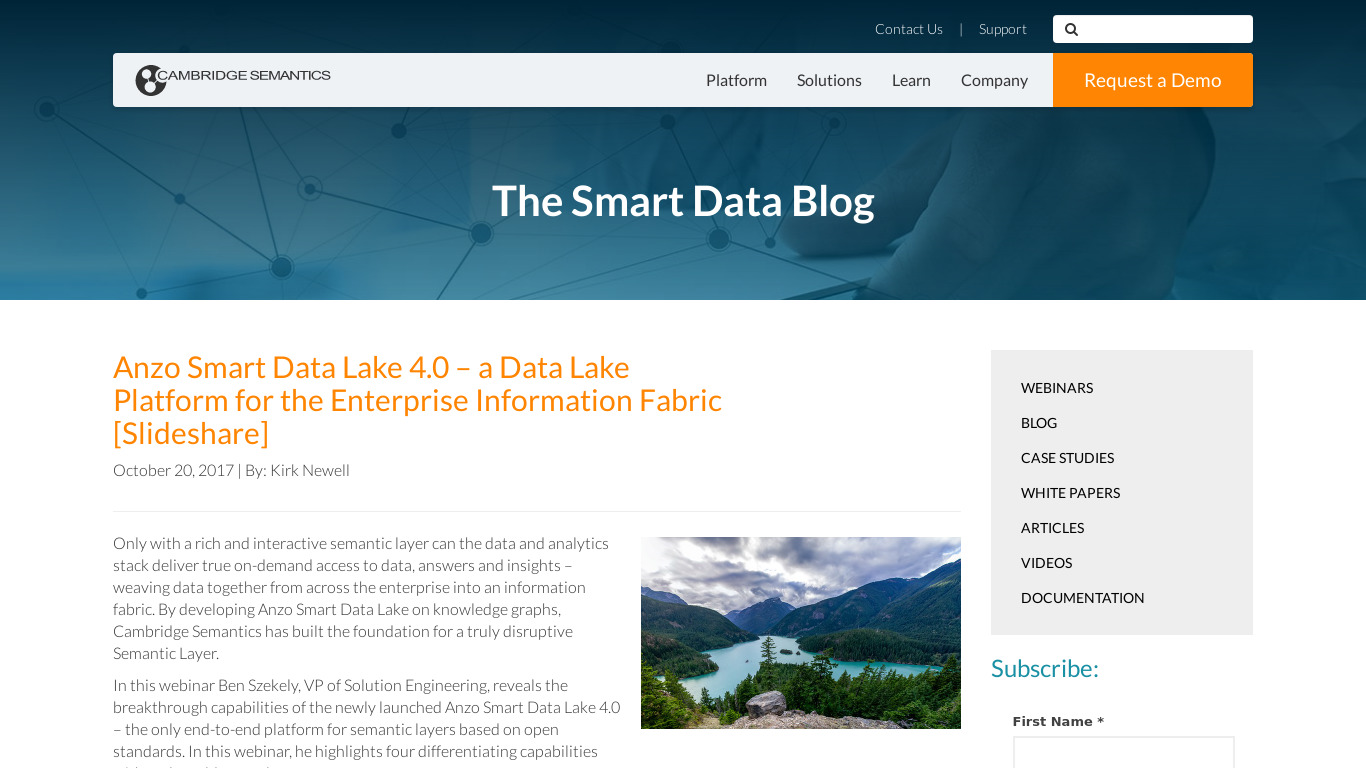 Anzo Smart Data Lake Landing page