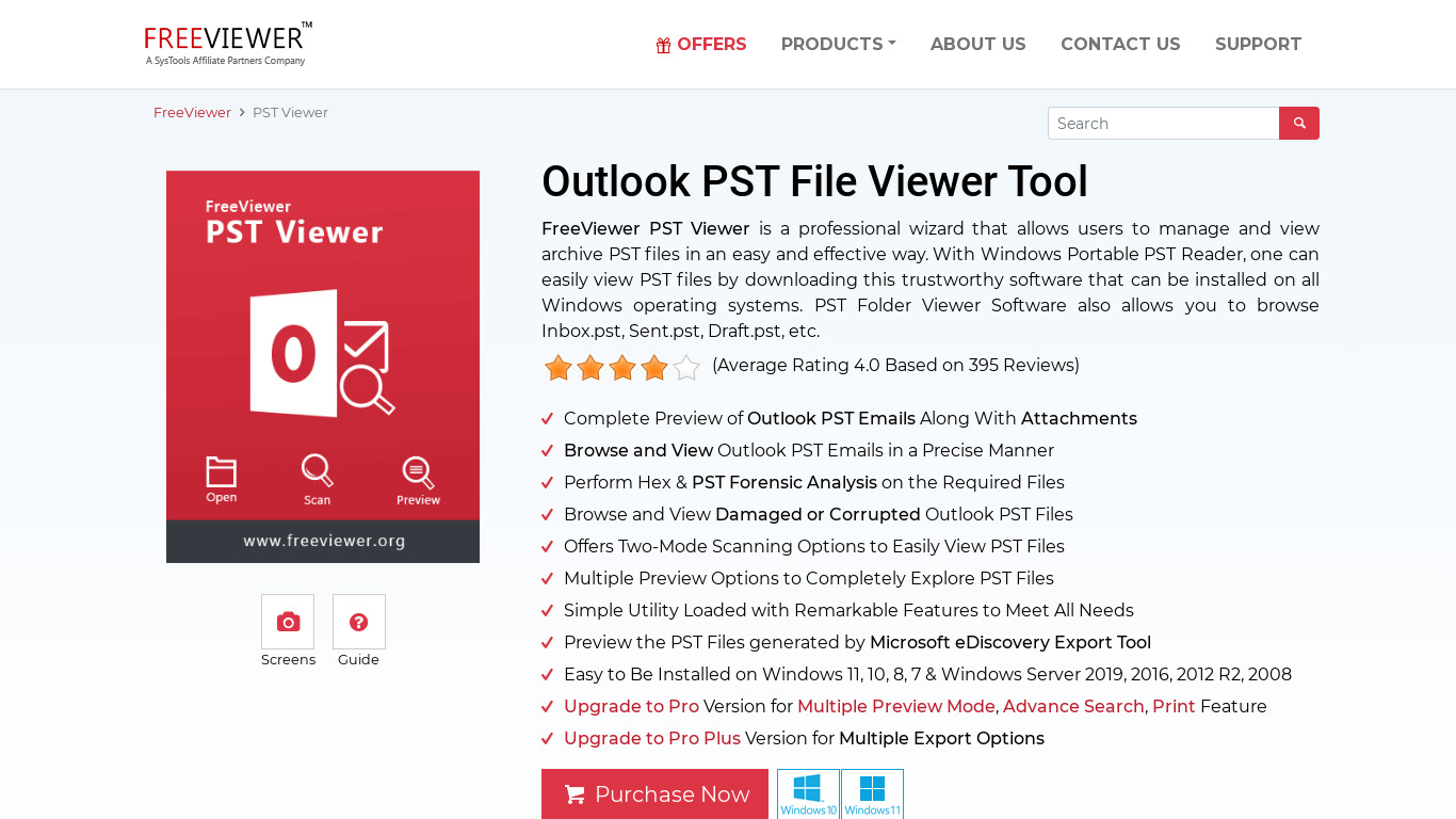 Outlook PST File Viewer Tool Landing page