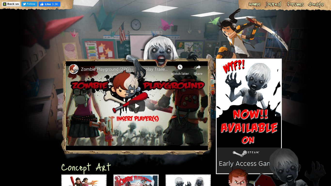 Zombie Playground Landing page