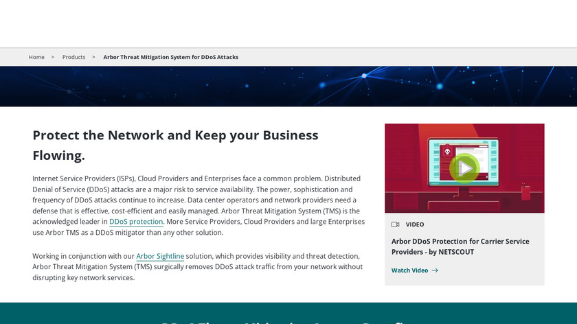 Arbor Threat Mitigation System Landing Page
