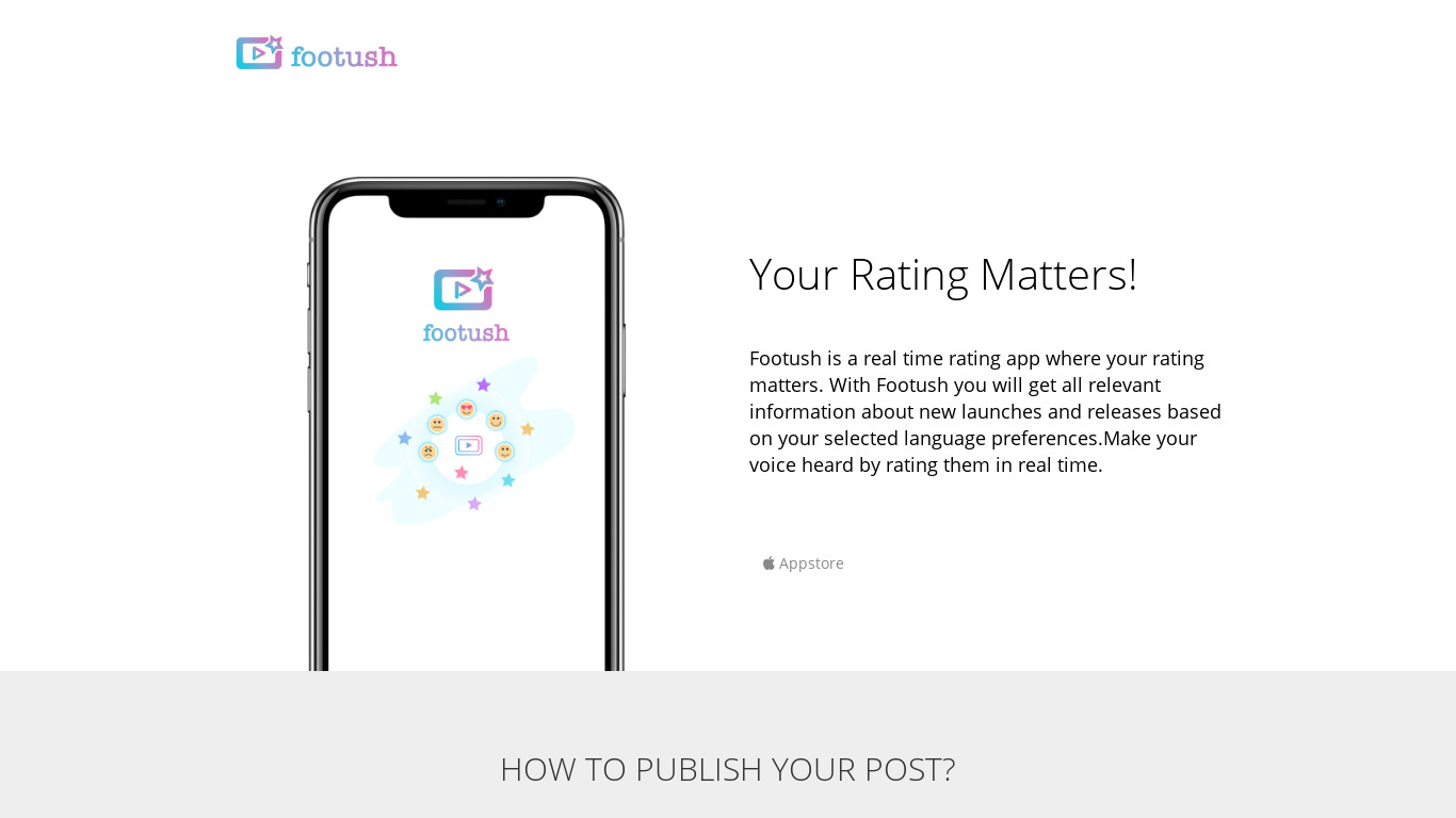 Footush: Your rating matters Landing page
