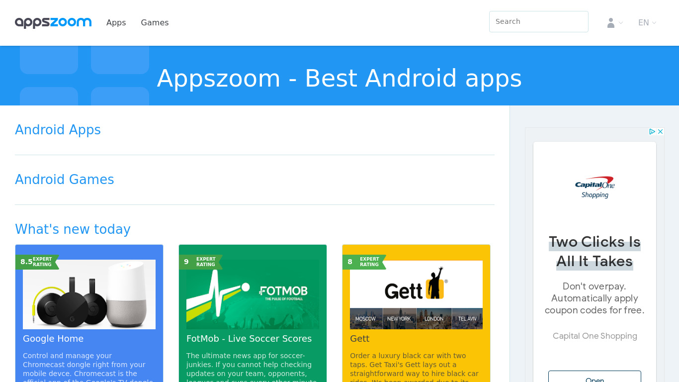 Appszoom Landing page