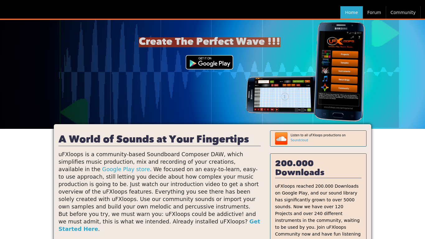 uFXloops Music Studio Landing page