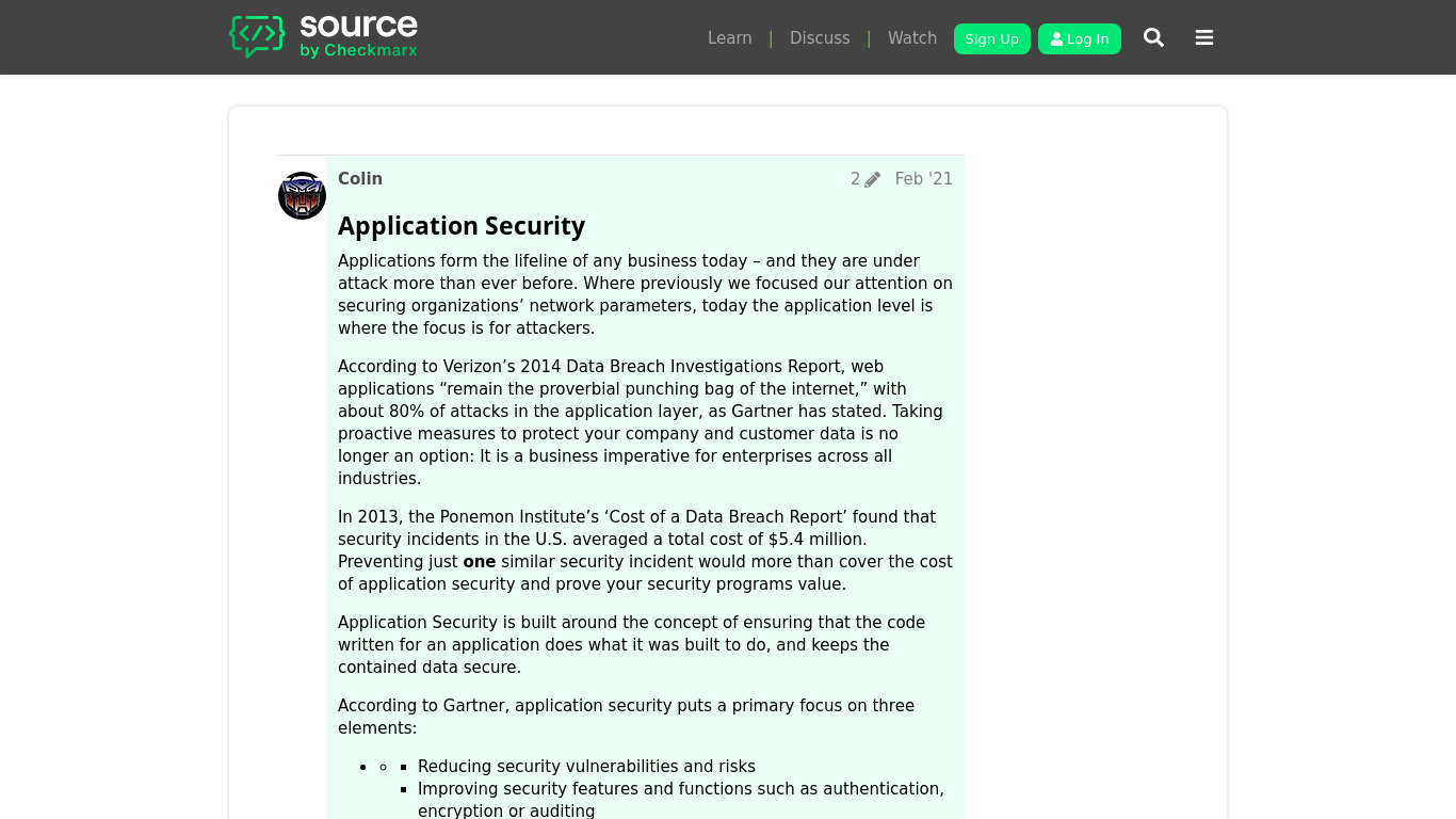 Application Security Testing Landing page