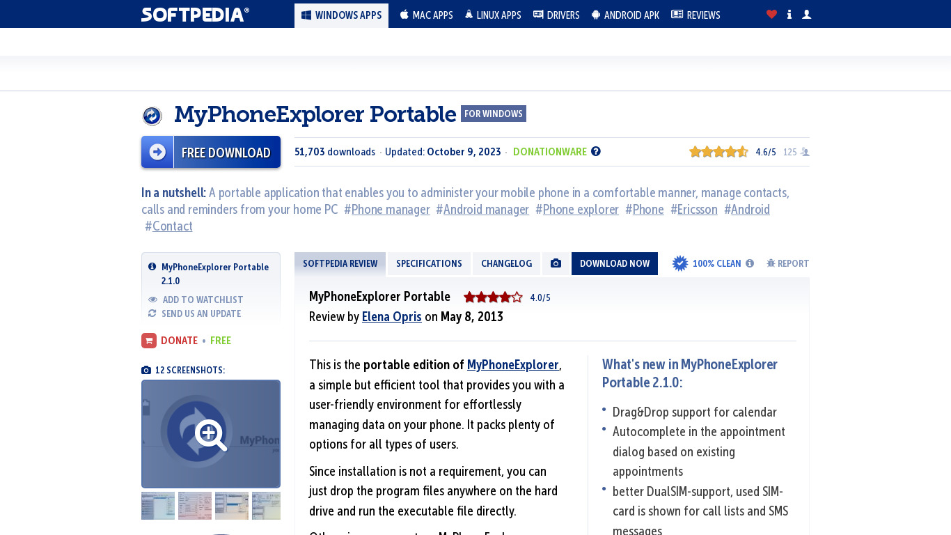 MyPhoneExplorer Portable Landing page