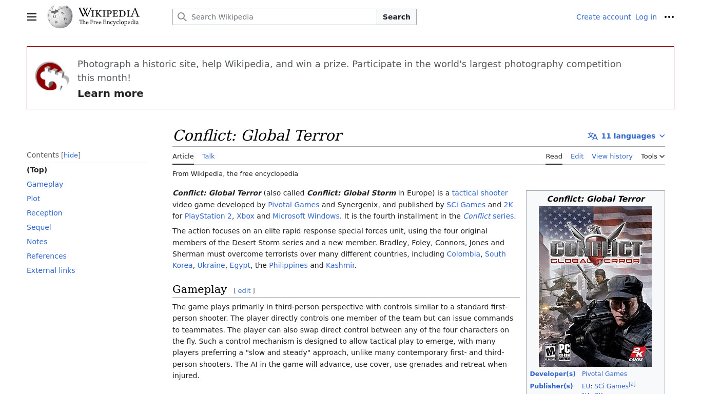 Conflict: Global Terror Landing page