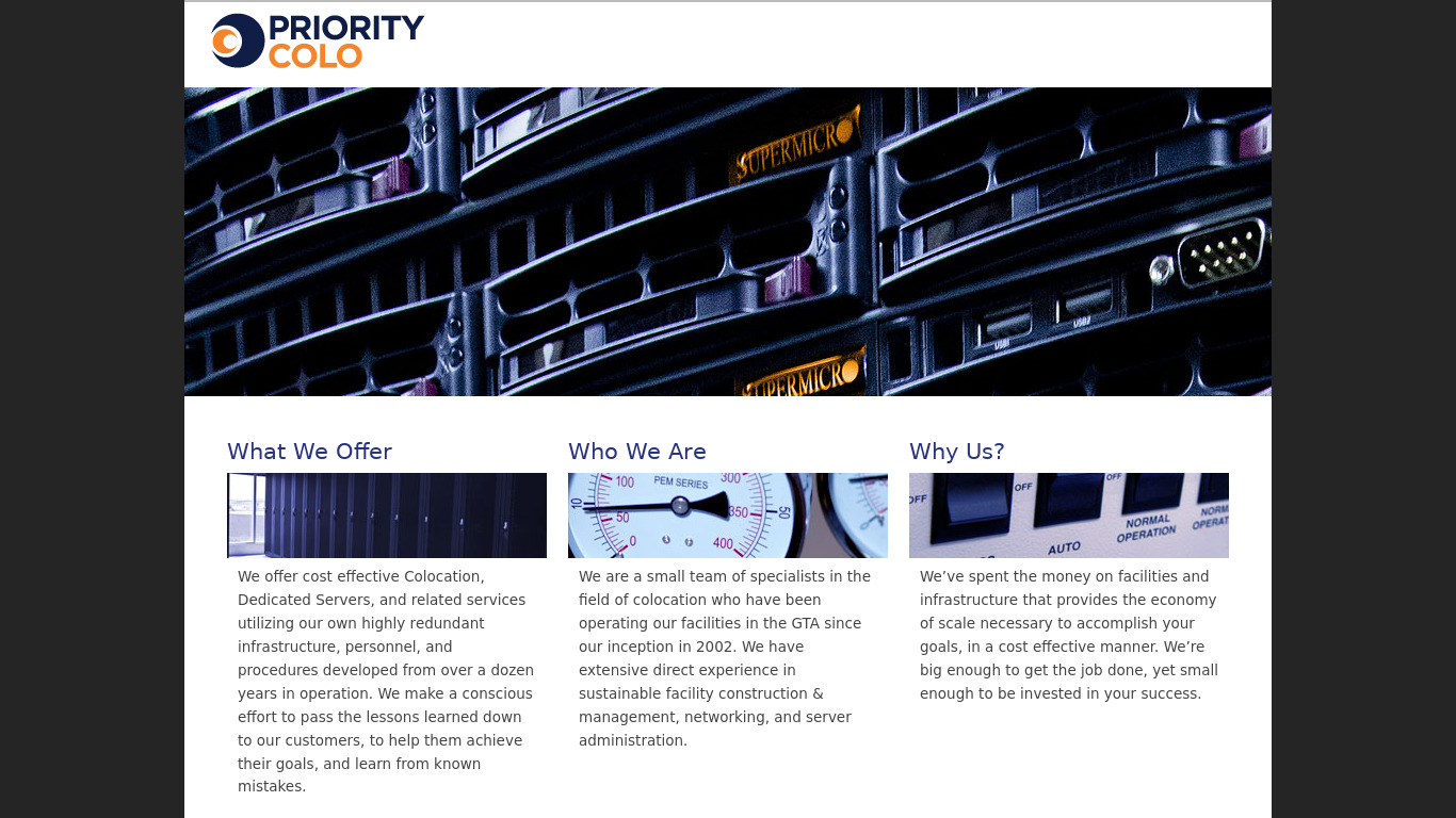 Prioritycolo Landing page