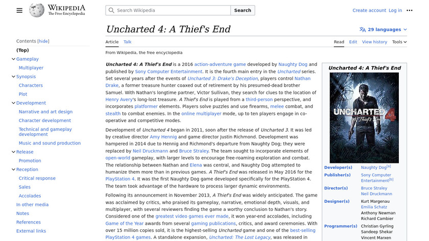 Uncharted 4: A Thief’s End Landing Page