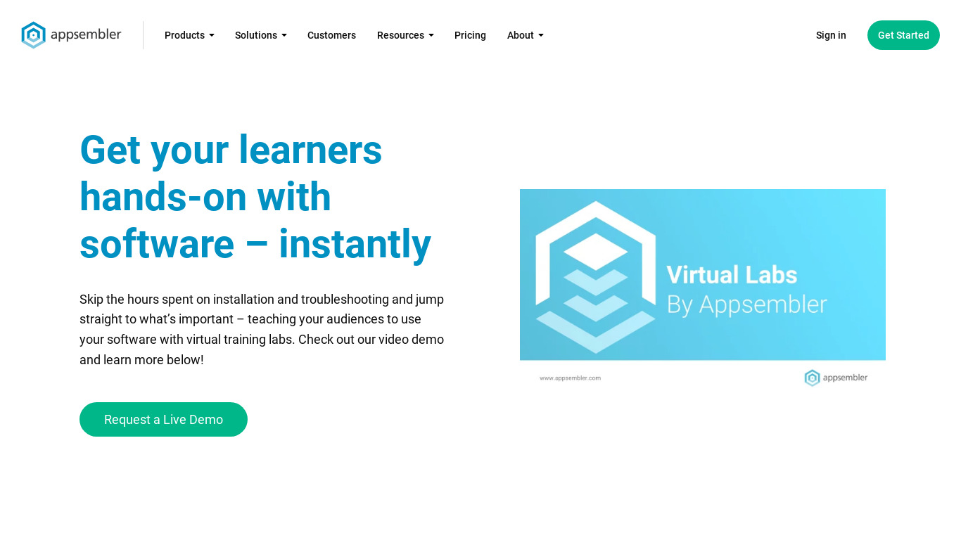 Appsembler Virtual Labs Landing page
