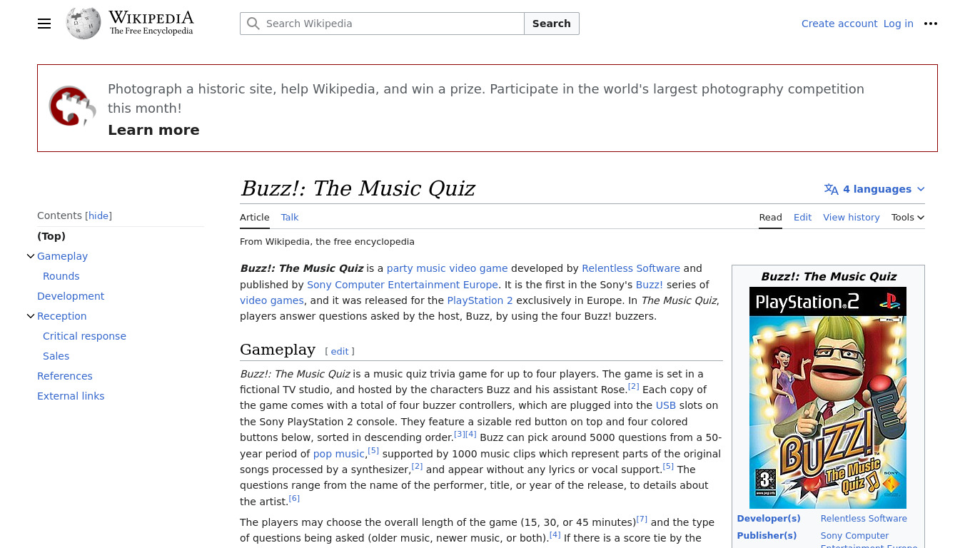 Buzz! The Music Quiz Landing page