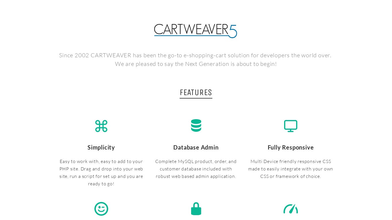 Cartweaver Landing page