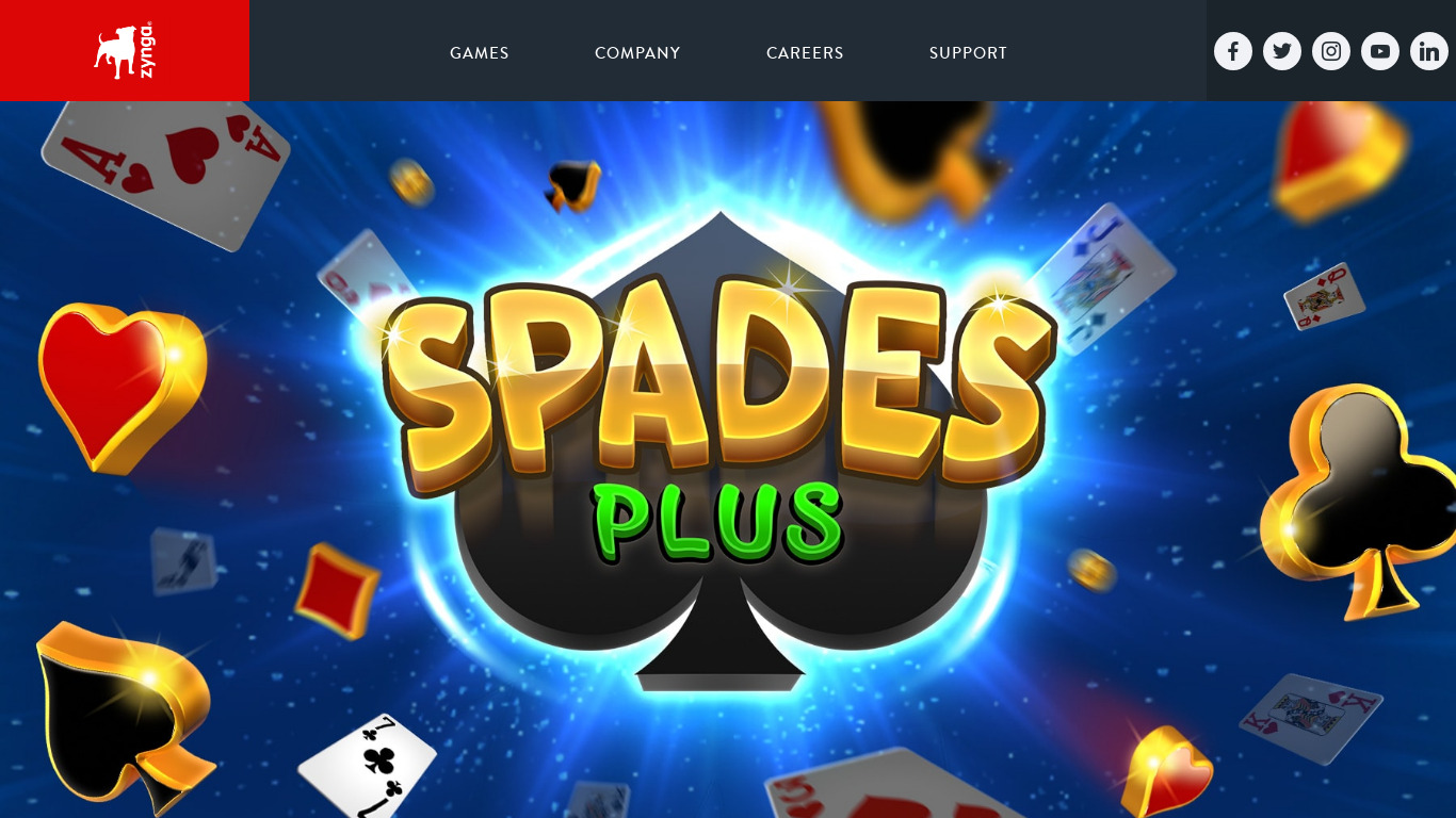 Spades Plus Landing page