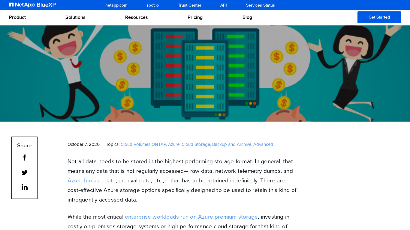 NetApp Cold storage and archive Landing page