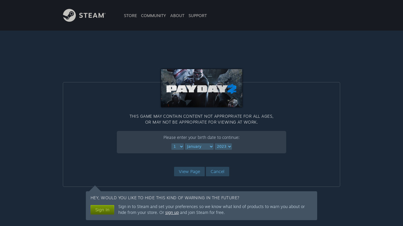 PayDay 2 Landing page