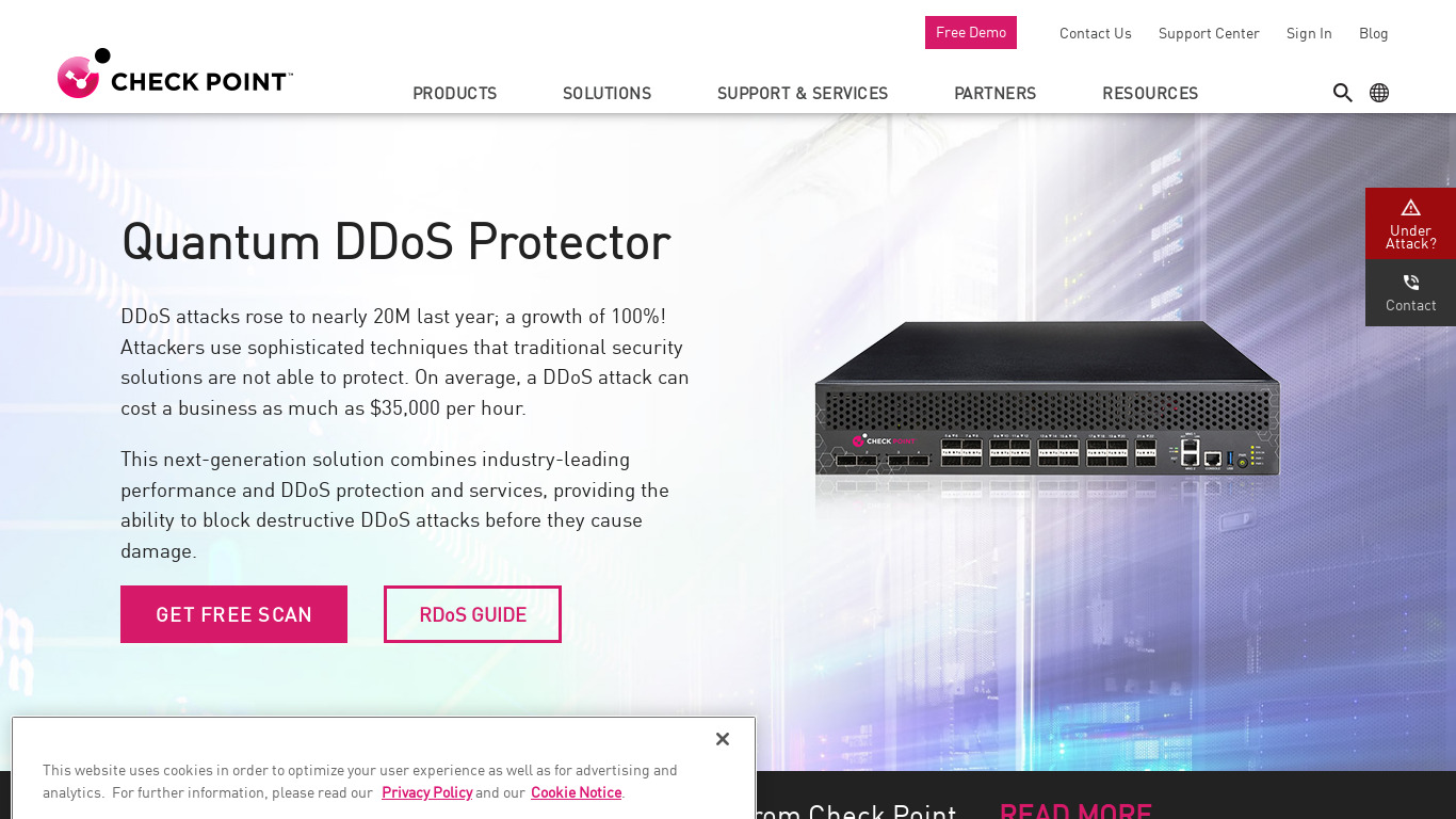 Check Point DDoS-P Landing page